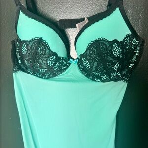 Victoria’s Secret Elegant Lace Trimmed Sleepwear in Teal and Black